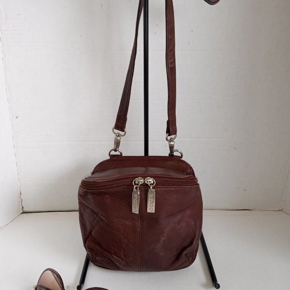Vintage HOBO INTERNATIONAL Brown Leather Mini Crossbody Organizer Expandable - Picture 3 of 15